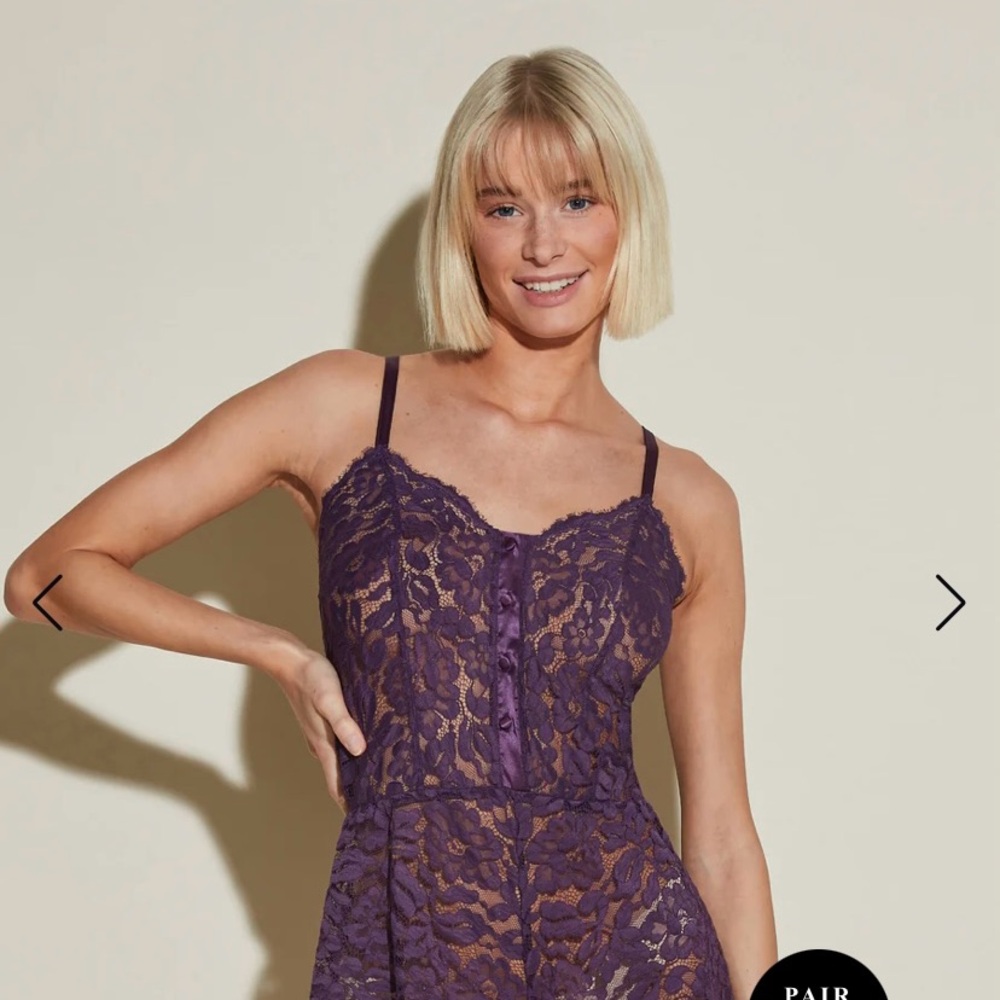 Cosabella Magnolia romper Elegant Purple Lace Bodysuit small NWT